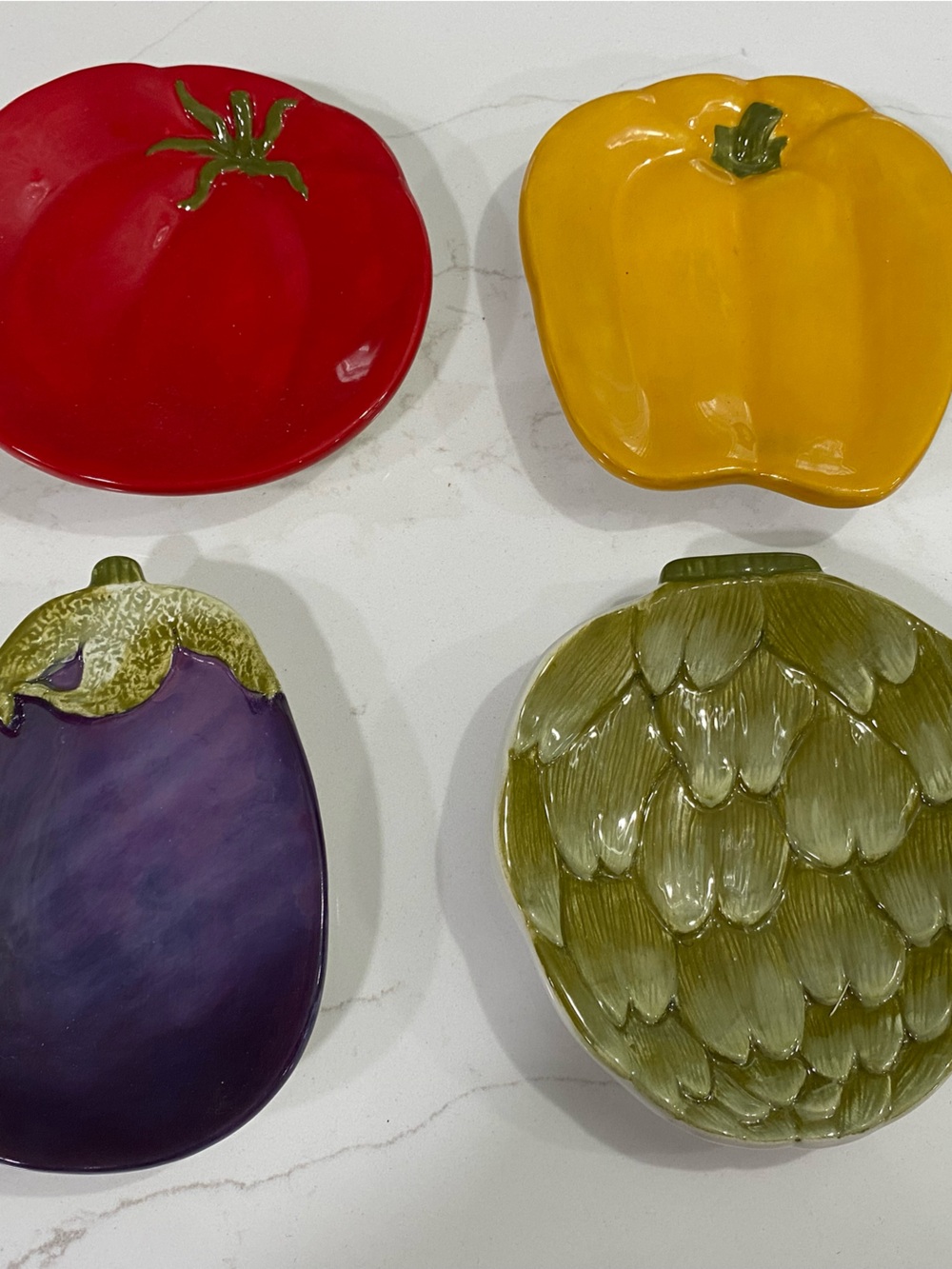 Vintage MWW Market 3D Figural Vegetable Mini Plates Set of 4
